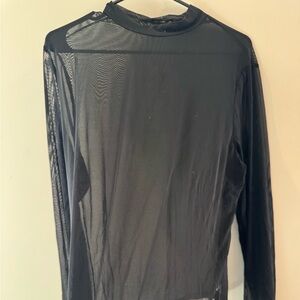 SHEIN Elegant Black Mesh Blouse